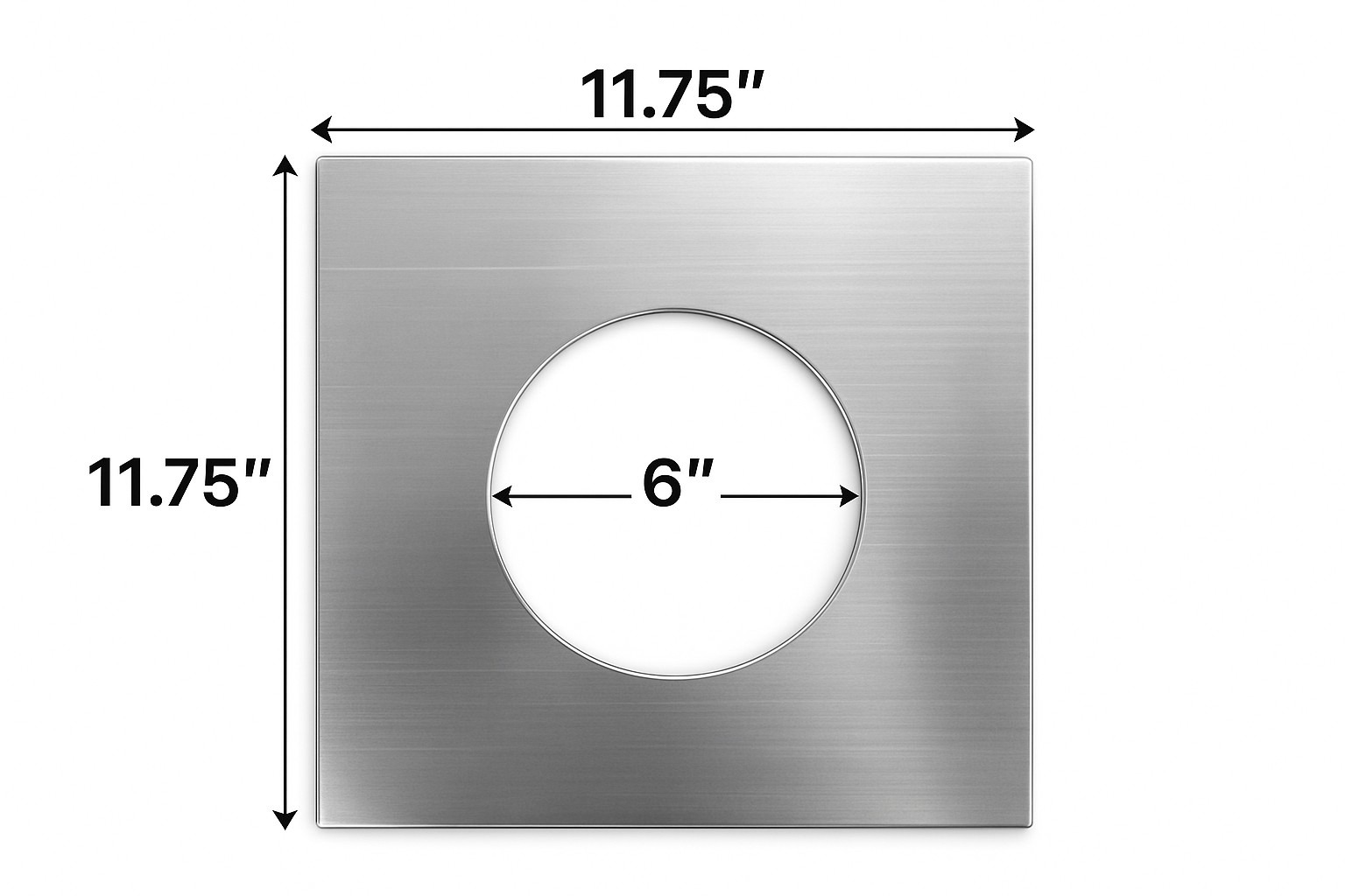 Stainless lid dimensions: 11.75 by 11.75 inches with a 6 inch opening